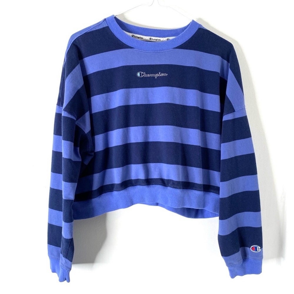 🍀3/50 Champion Striped Cropped Sweatshirt (M)